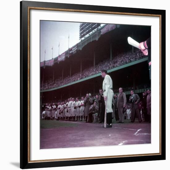 Baseball Player Babe Ruth in Uniform at Yankee Stadium-Ralph Morse-Framed Premium Photographic Print