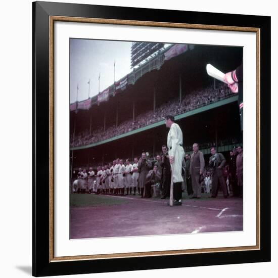 Baseball Player Babe Ruth in Uniform at Yankee Stadium-Ralph Morse-Framed Premium Photographic Print