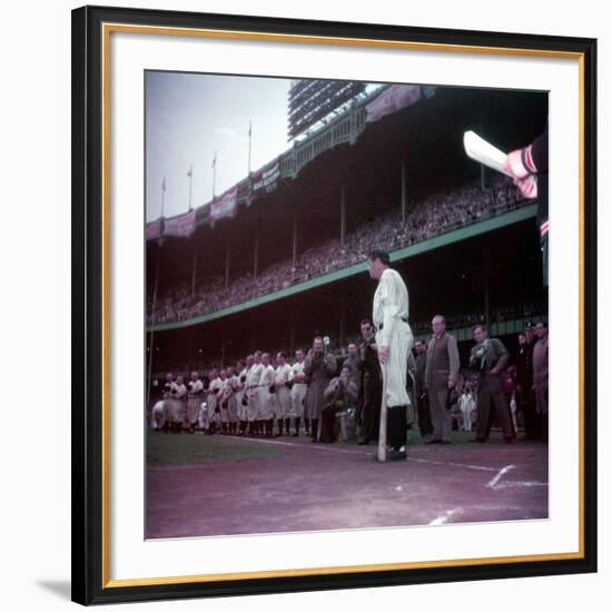 Baseball Player Babe Ruth in Uniform at Yankee Stadium-Ralph Morse-Framed Premium Photographic Print