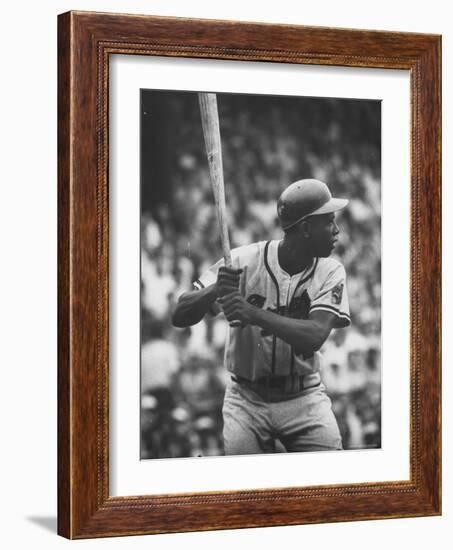 Baseball Player Hank Aaron Waiting for the Pitch-George Silk-Framed Premium Photographic Print