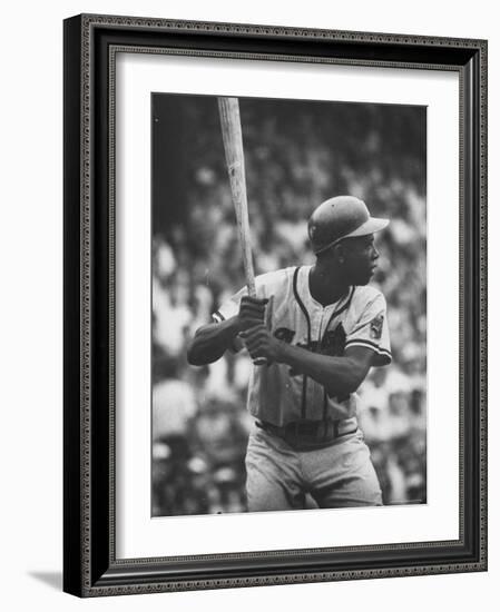 Baseball Player Hank Aaron Waiting for the Pitch-George Silk-Framed Premium Photographic Print