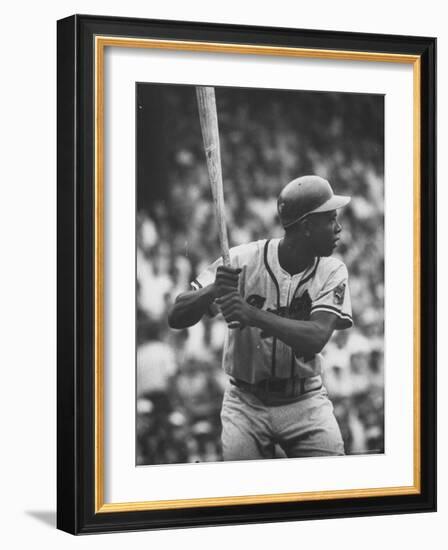 Baseball Player Hank Aaron Waiting for the Pitch-George Silk-Framed Premium Photographic Print