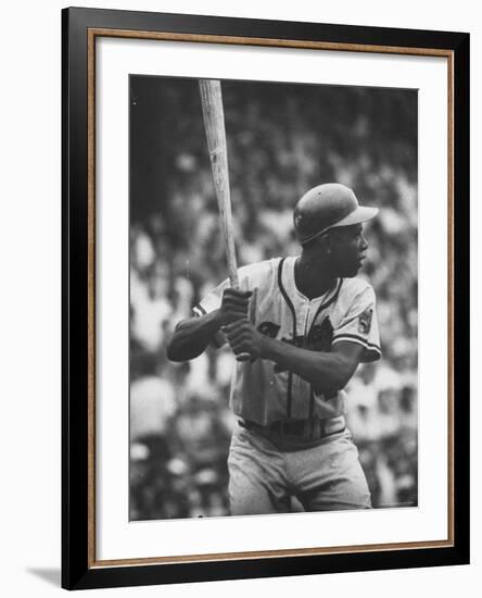 Baseball Player Hank Aaron Waiting for the Pitch-George Silk-Framed Premium Photographic Print