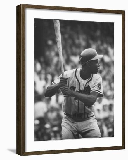 Baseball Player Hank Aaron Waiting for the Pitch-George Silk-Framed Premium Photographic Print