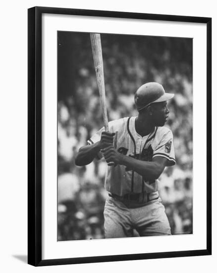 Baseball Player Hank Aaron Waiting for the Pitch-George Silk-Framed Premium Photographic Print