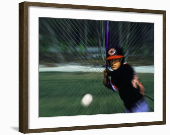 Baseball Player Hitting the Ball-Bill Bachmann-Framed Photographic Print