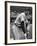 Baseball Player Joe Di Maggio Kneeling in His New York Yankee Uniform-Alfred Eisenstaedt-Framed Premium Photographic Print