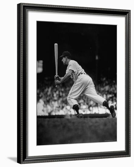 Baseball Player Johnny Groth of Detroit Tigers Getting Away from Plate After a Fast Two Base Hit-Frank Scherschel-Framed Premium Photographic Print