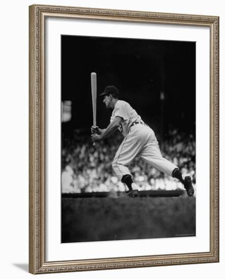 Baseball Player Johnny Groth of Detroit Tigers Getting Away from Plate After a Fast Two Base Hit-Frank Scherschel-Framed Premium Photographic Print