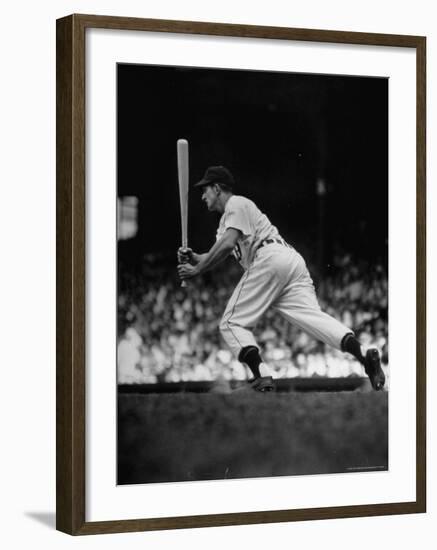Baseball Player Johnny Groth of Detroit Tigers Getting Away from Plate After a Fast Two Base Hit-Frank Scherschel-Framed Premium Photographic Print