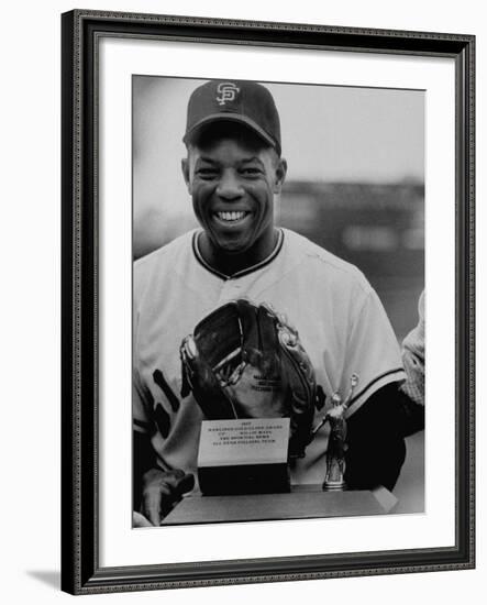 Baseball Player Willie Mays Posing for a Picture-null-Framed Premium Photographic Print