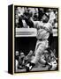 Baseball Player Willie Mays Watching Ball Clear Fence for Home Run in Game with Dodgers-Ralph Morse-Framed Premier Image Canvas