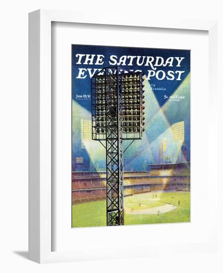 "Baseball Stadium at Night," Saturday Evening Post Cover, June 28, 1941-Roy Hilton-Framed Giclee Print