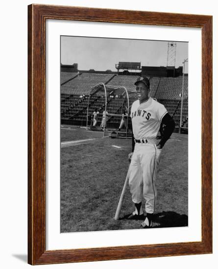 Baseball Star, Willie Mays on the Field-null-Framed Premium Photographic Print