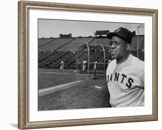 Baseball Star, Willie Mays on the Field-null-Framed Premium Photographic Print