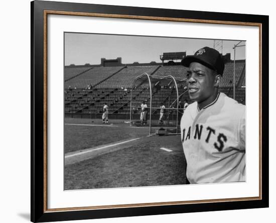 Baseball Star, Willie Mays on the Field-null-Framed Premium Photographic Print