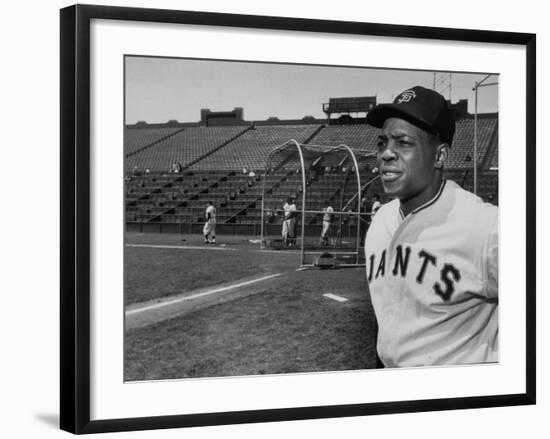 Baseball Star, Willie Mays on the Field-null-Framed Premium Photographic Print