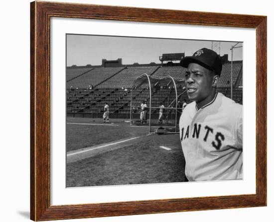 Baseball Star, Willie Mays on the Field-null-Framed Premium Photographic Print