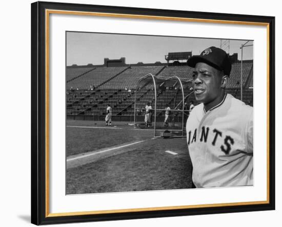 Baseball Star, Willie Mays on the Field-null-Framed Premium Photographic Print