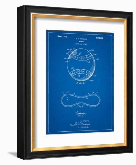 Baseball Stitching Patent-Cole Borders-Framed Art Print