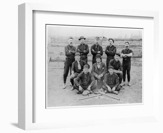 Baseball Team of Railroad Workers in 1889-null-Framed Giclee Print