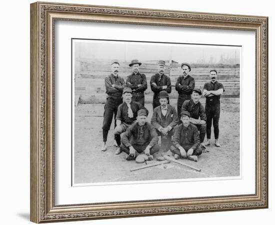 Baseball Team of Railroad Workers in 1889-null-Framed Giclee Print