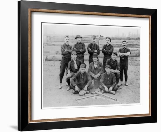 Baseball Team of Railroad Workers in 1889-null-Framed Giclee Print