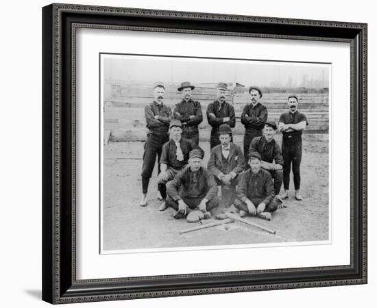 Baseball Team of Railroad Workers in 1889-null-Framed Giclee Print