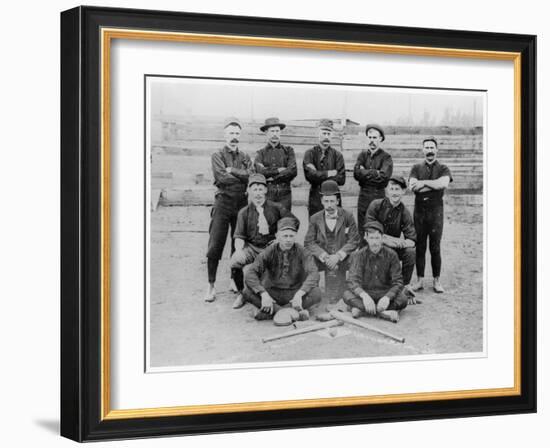 Baseball Team of Railroad Workers in 1889-null-Framed Giclee Print