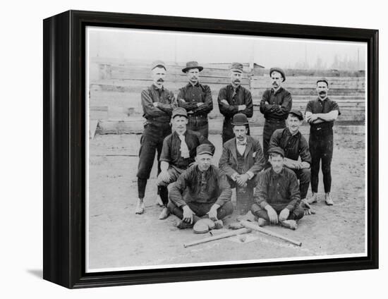 Baseball Team of Railroad Workers in 1889-null-Framed Premier Image Canvas