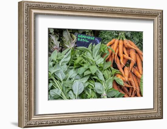 Basil and carrots at farmer's market, USA-Jim Engelbrecht-Framed Photographic Print