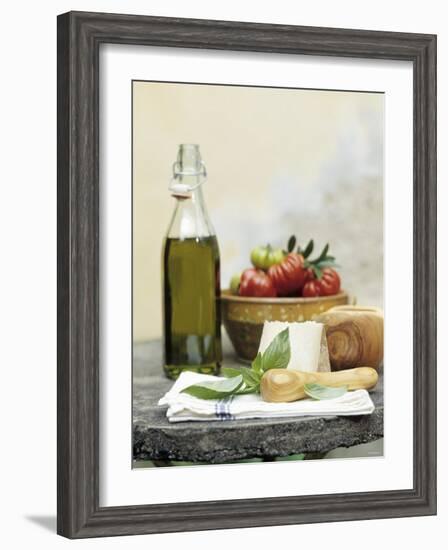 Basil, Cheese, Tomatoes and Olive Oil-null-Framed Photographic Print