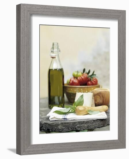 Basil, Cheese, Tomatoes and Olive Oil-null-Framed Photographic Print