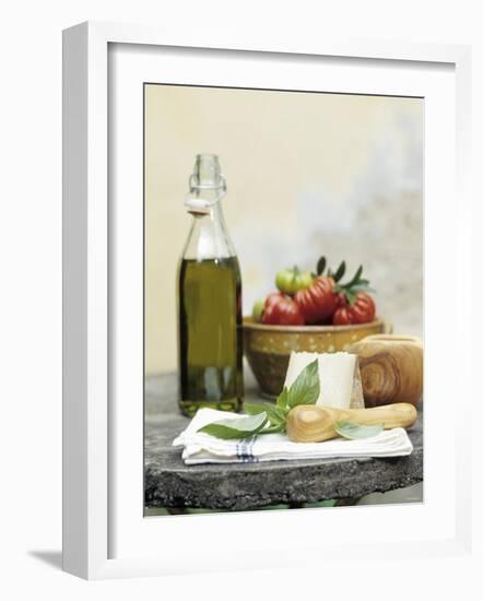 Basil, Cheese, Tomatoes and Olive Oil-null-Framed Photographic Print