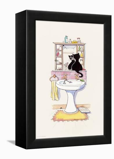 Basil in the Bathroom II-Harry Caunce-Framed Stretched Canvas