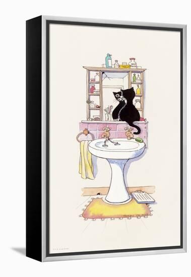 Basil in the Bathroom II-Harry Caunce-Framed Stretched Canvas
