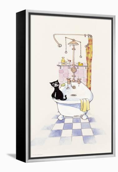 Basil in the Bathroom IV-Harry Caunce-Framed Stretched Canvas