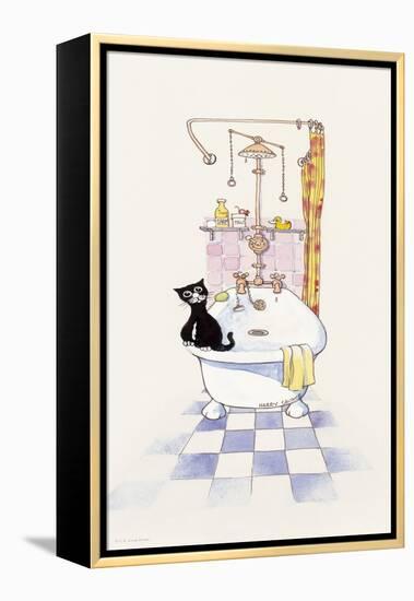 Basil in the Bathroom IV-Harry Caunce-Framed Stretched Canvas