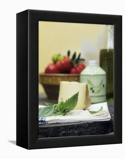 Basil, Parmesan, Tomatoes and Olive Oil-null-Framed Premier Image Canvas