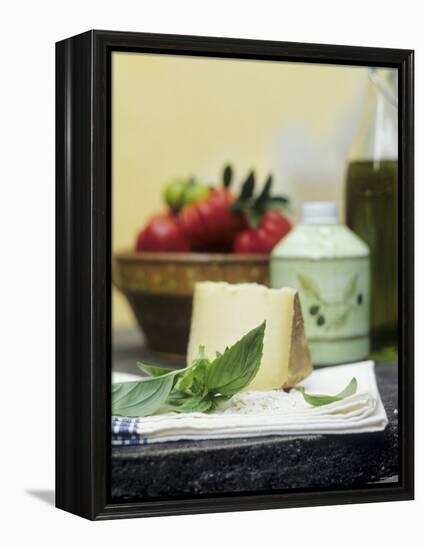 Basil, Parmesan, Tomatoes and Olive Oil-null-Framed Premier Image Canvas