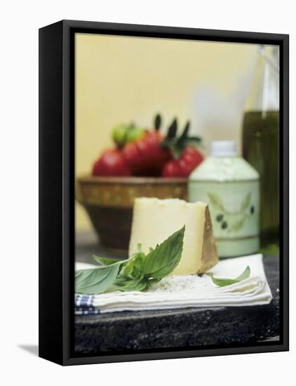 Basil, Parmesan, Tomatoes and Olive Oil-null-Framed Premier Image Canvas