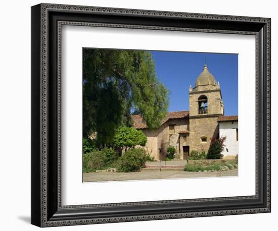 Basilica and Bell Tower at Carmel Mission, Founded 1770, Carmel by the Sea, California, USA-Westwater Nedra-Framed Photographic Print