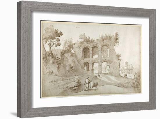 Basilica of Constantine. Entrance Wall in a Fantastic Setting (Pen and Ink with Wash on Paper)-Sebastian Vrancx-Framed Giclee Print