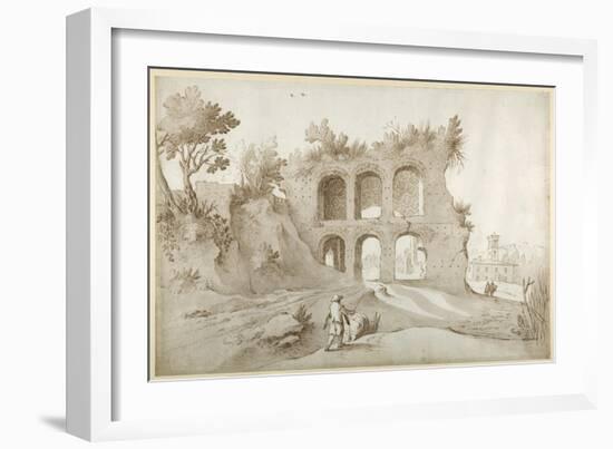 Basilica of Constantine. Entrance Wall in a Fantastic Setting (Pen and Ink with Wash on Paper)-Sebastian Vrancx-Framed Giclee Print