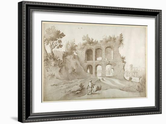 Basilica of Constantine. Entrance Wall in a Fantastic Setting (Pen and Ink with Wash on Paper)-Sebastian Vrancx-Framed Giclee Print