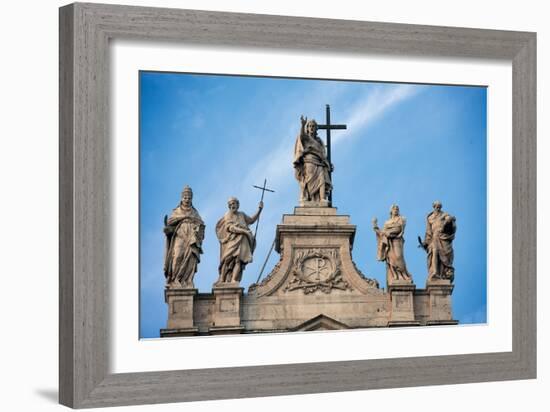 Basilica of St. John Lateran, Rome, with 17th c. Statues and architecture by Borromini, Italy-Borromini-Framed Art Print