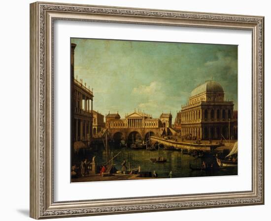 Basilica of Vicenza and the Rialto Bridge-Canaletto-Framed Giclee Print