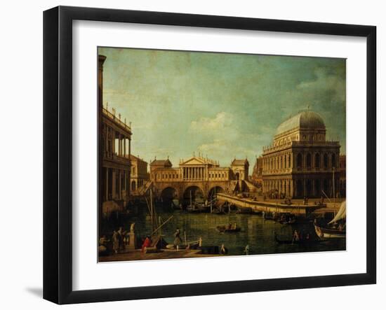 Basilica of Vicenza and the Rialto Bridge-Canaletto-Framed Giclee Print