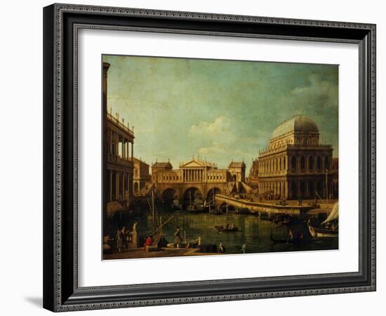 Basilica of Vicenza and the Rialto Bridge-Canaletto-Framed Giclee Print