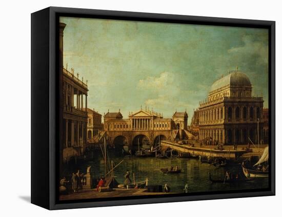 Basilica of Vicenza and the Rialto Bridge-Canaletto-Framed Premier Image Canvas